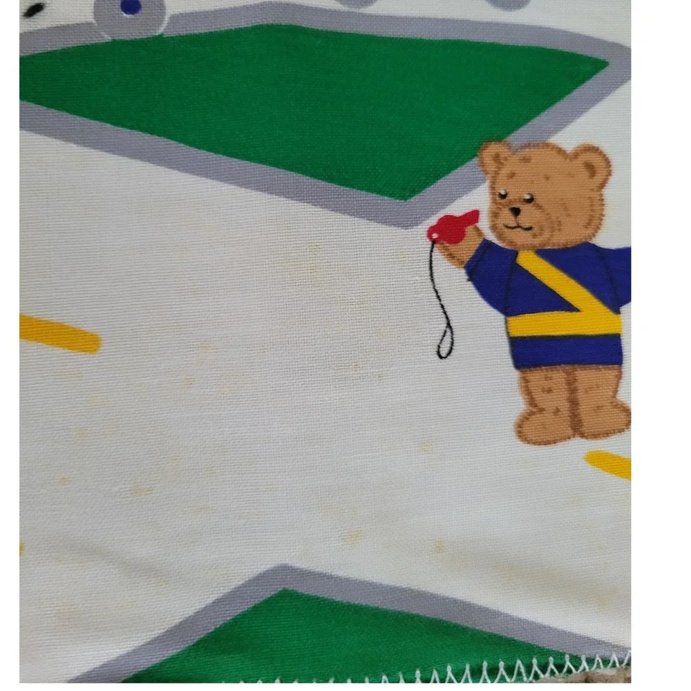 Vintage Kids Our Town Teddy Bear Road Map Play Mat Fabric Panel Traffic 44x36.5
